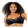 Parfait Pearl Wired Unlined Full Bust Bra With Embroidery in Black 12DD