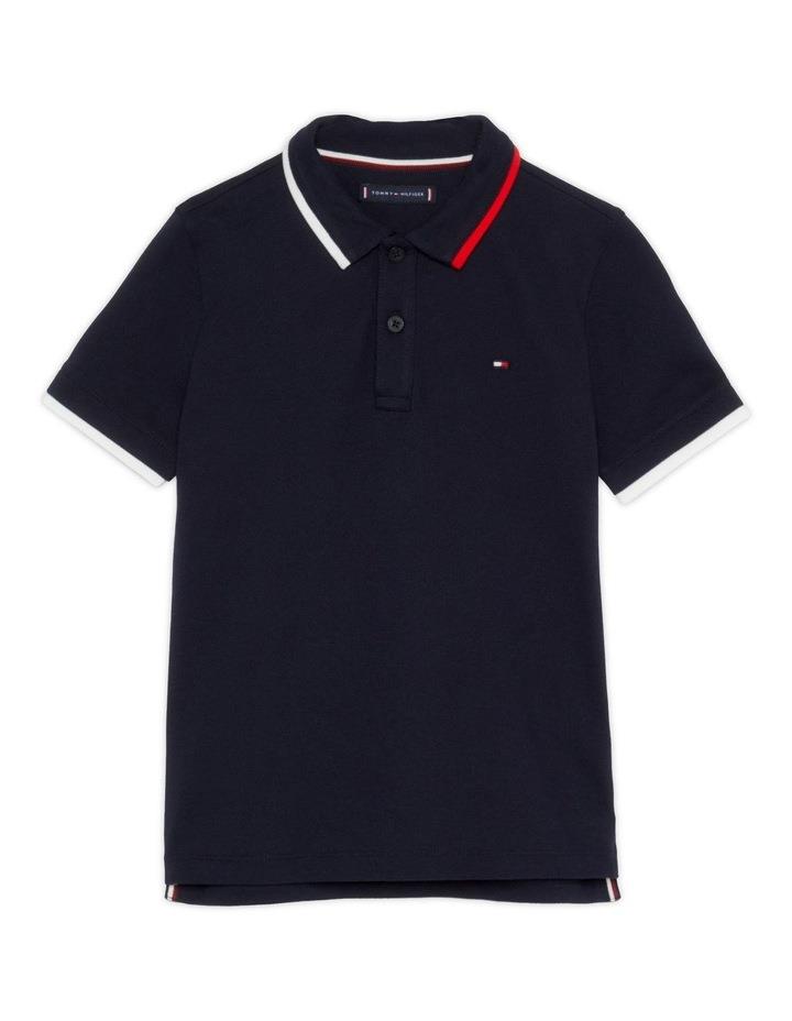 Tommy Hilfiger Boys 8-16 Tipped Collar Regular Fit Polo in Blue Navy 8