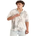 Nena & Pasadena Diamond District Relaxed Short Sleeve Shirt in White S