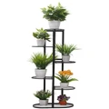 SOGA 6 Tier 7 Pots Metal Flowerpot Shelf Rack in Black
