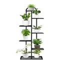 SOGA 7 Tier 8 Pots Metal Flowerpot Shelf Rack in Black
