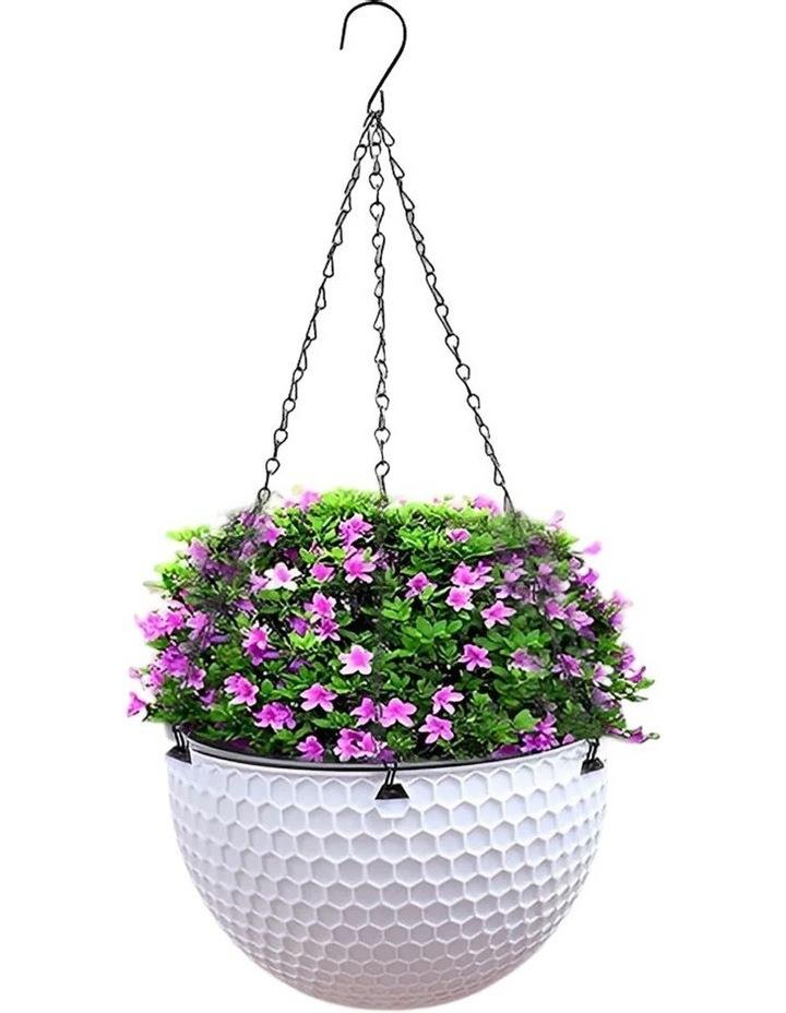 SOGA Small Hanging Resin Self Watering Flower Pot in White