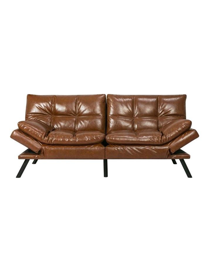 Levede Futon PU Faux Leather 3-Seater Sofa Bed in Brown