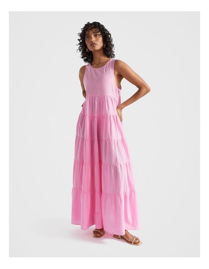 Seed Heritage Voile Tiered Midi Dress in Pink 4