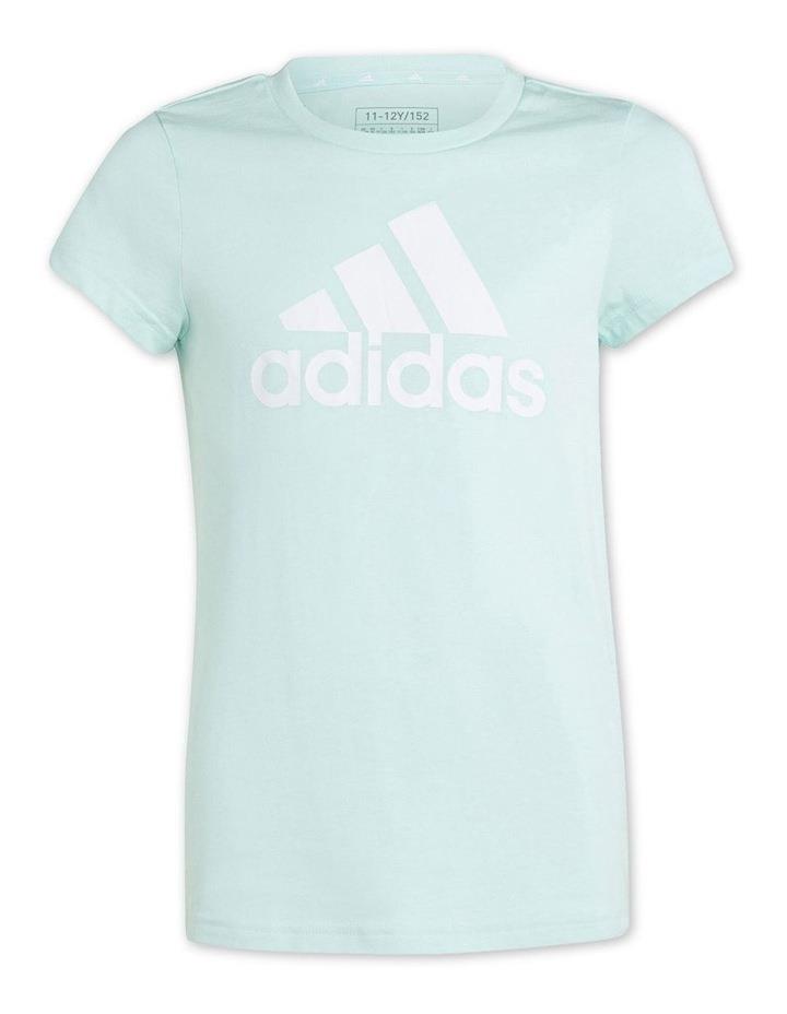 adidas Essentials Big Logo Cotton T-shirt in Semi Flash Aqua/White Blue 7-8