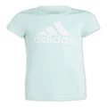 adidas Essentials Big Logo Cotton T-shirt in Semi Flash Aqua/White Blue 14-15