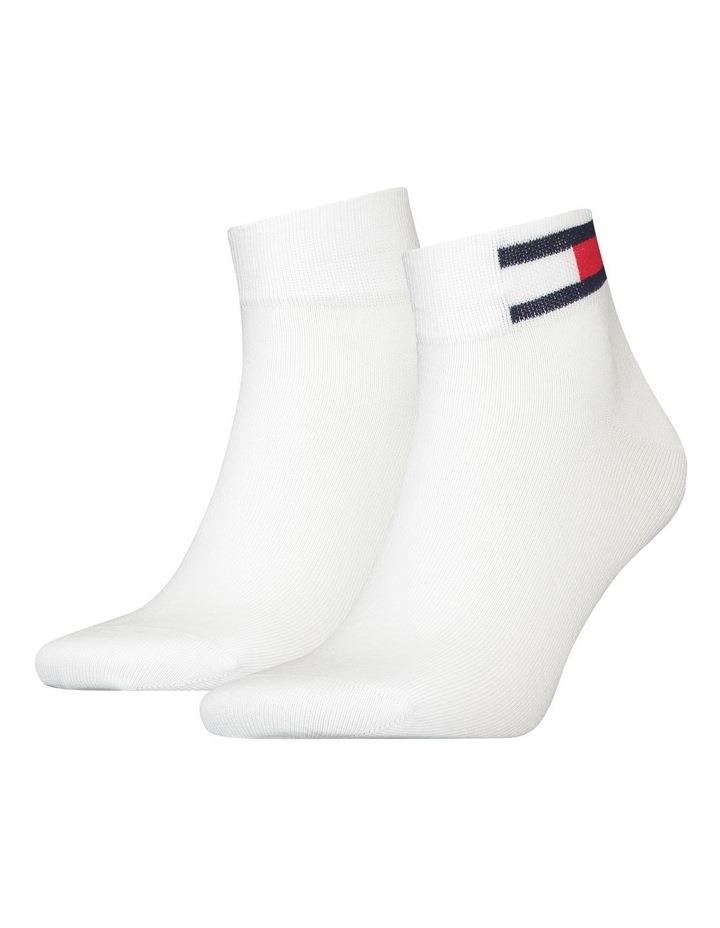 Tommy Hilfiger Flag Quarter Crew Socks 2 Pack in White One Size