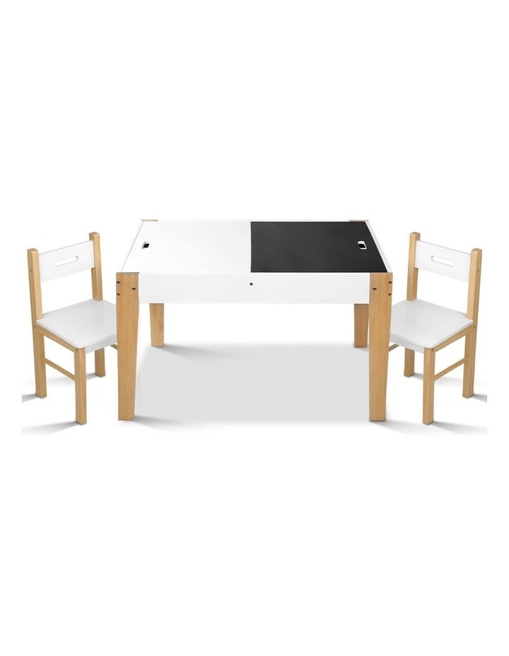 Keezi Keezi Kids Table and Chairs Set Chalkboard Toys Play Storage Desk Children Game Natural