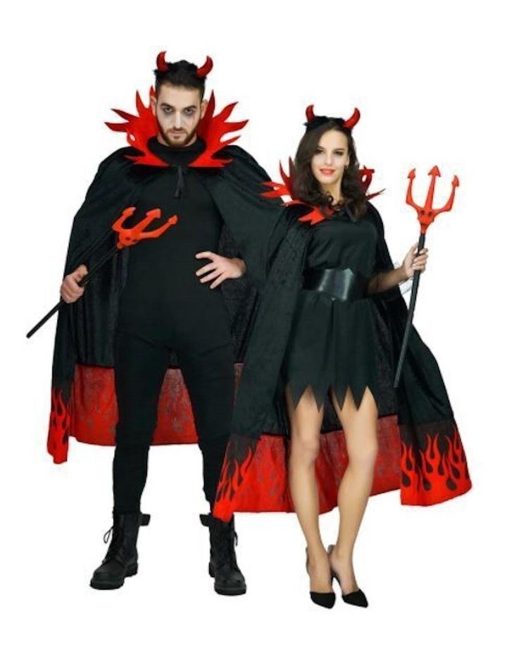Boutique Retailer Costumes Devil Demon On Fire Halloween Costume Cape and Devil Horns in Multi Assorted