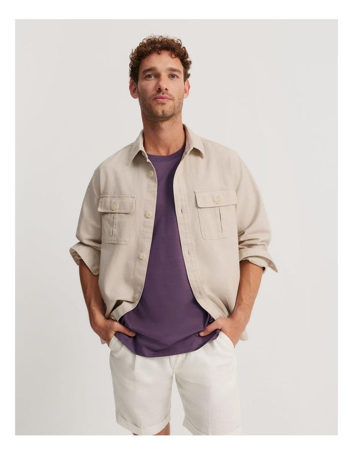 Country Road Cotton Linen Overshirt in Pebble Natural S
