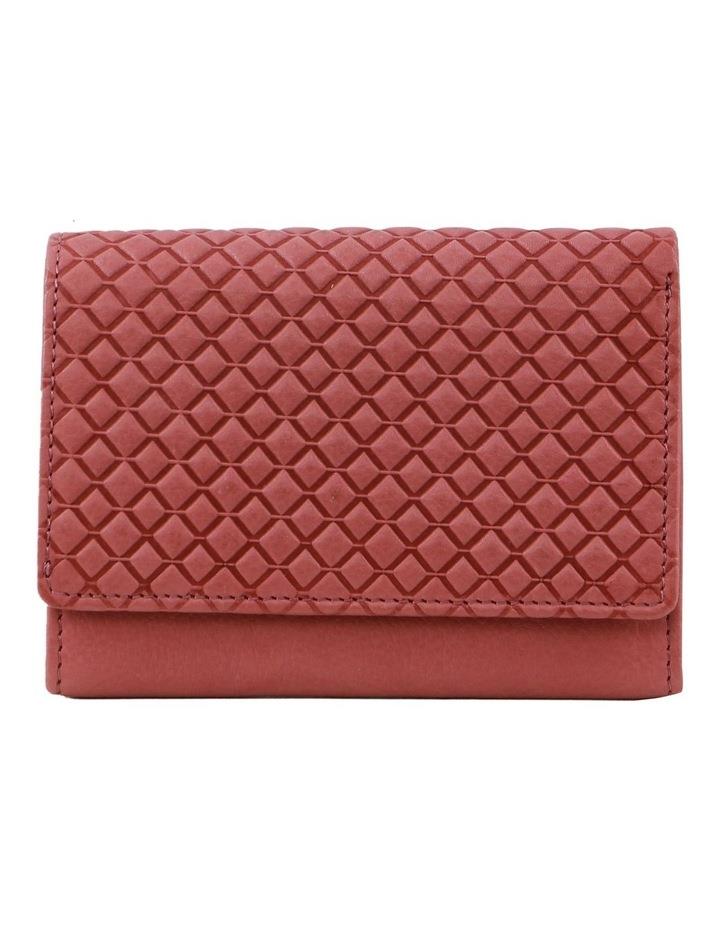 PIERRE CARDIN Tri-fold Diamond Pattern Emboss Leather Wallet in Marsala Rose Red