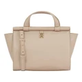 Tommy Hilfiger Reversible Monogram Plaque Small Tote in Beige