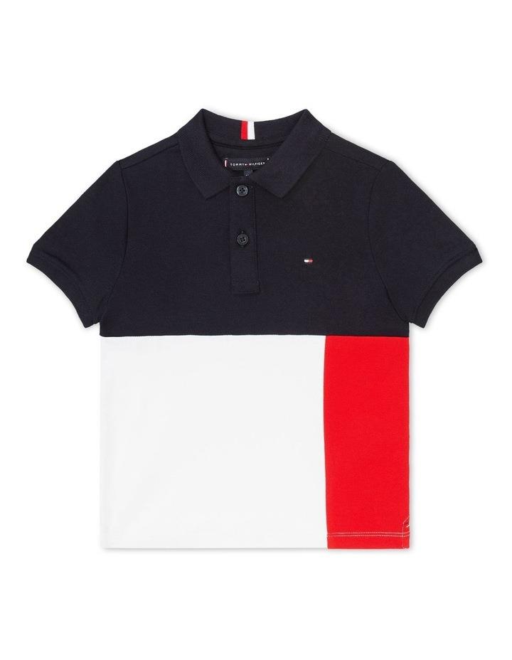 Tommy Hilfiger Boys 3-7 Corporate Colourblock Polo in White Red 3