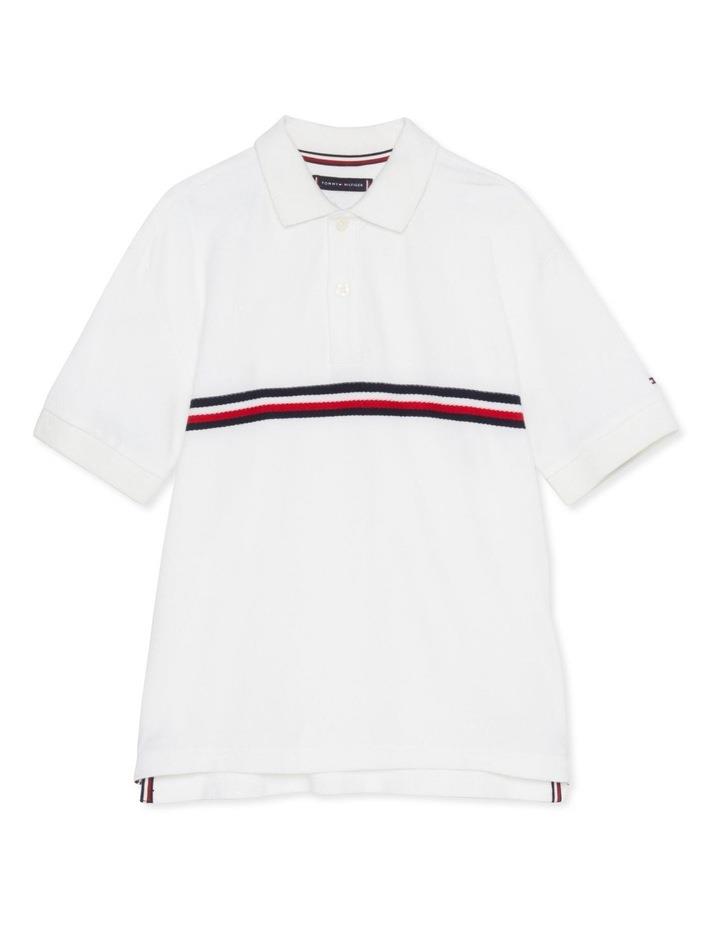 Tommy Hilfiger Boys 8-16 Global Stripe Archive Fit Polo in White 8