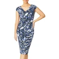 Anthea Crawford Aurora Palm Print Jersey Dress in Multi Navy Multi 8