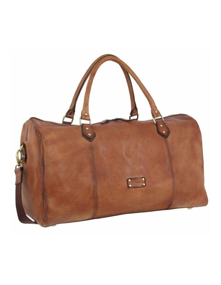 PIERRE CARDIN Smooth Leather Overnight Bag in Cognac Brown