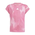 adidas Future Icons Allover Print Cotton T-shirt in Pulse Magenta/White Pink 14-15
