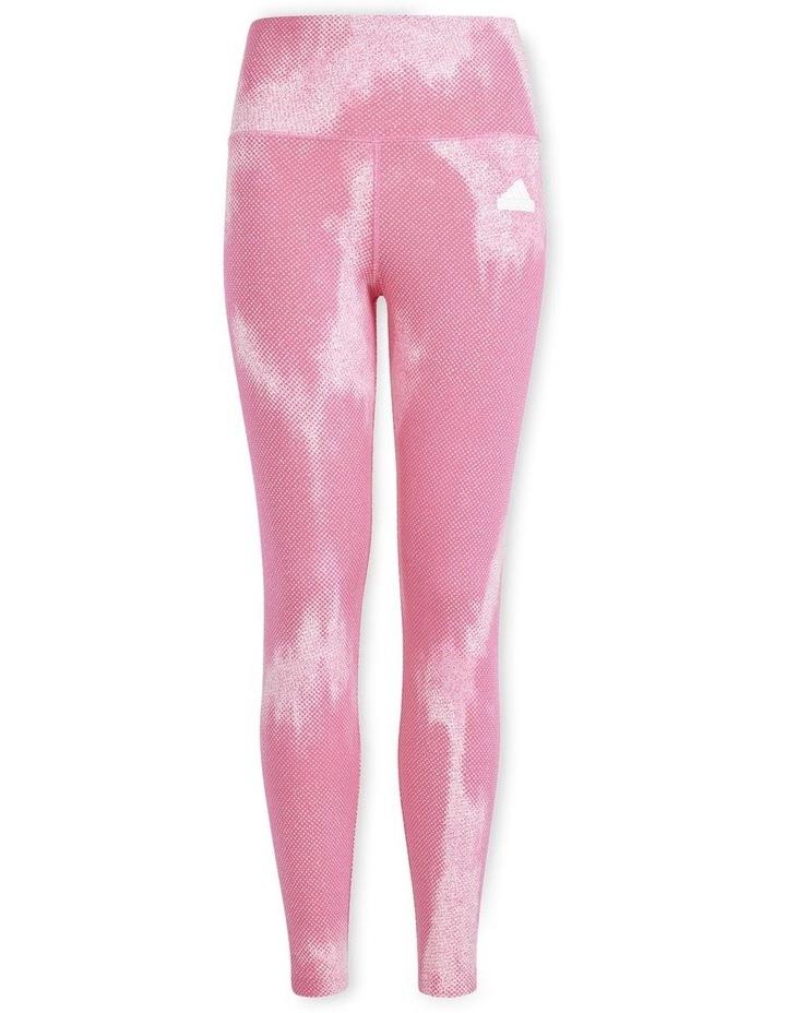 adidas Future Icons Allover Print Cotton 7/8 Legging in Pulse Magenta/White Pink 11-12