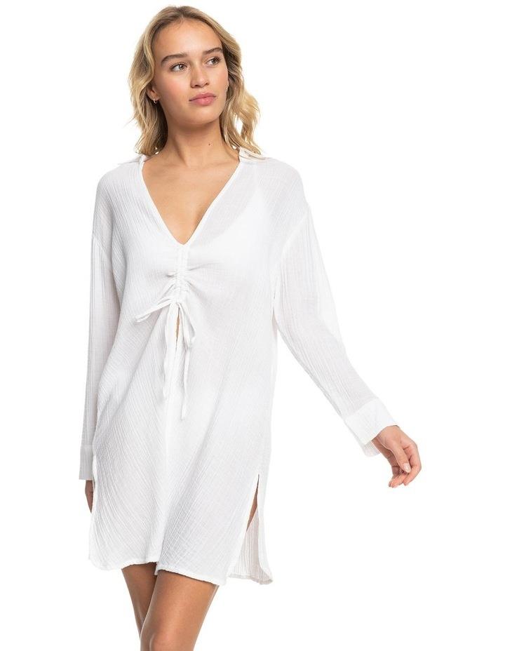 Roxy Sun And Lemonade Beach Shirt Dress in Bright White L