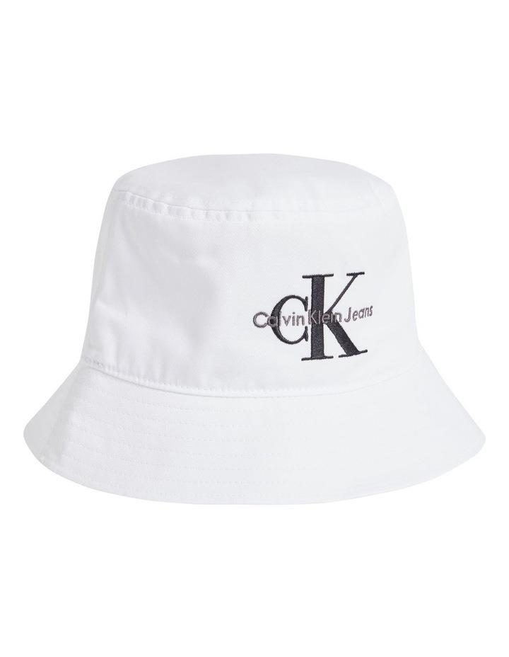 Calvin Klein Monogram Bucket Hat in Bright White One Size