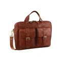 PIERRE CARDIN Rustic Leather Messenger Bag in Cognac Brown