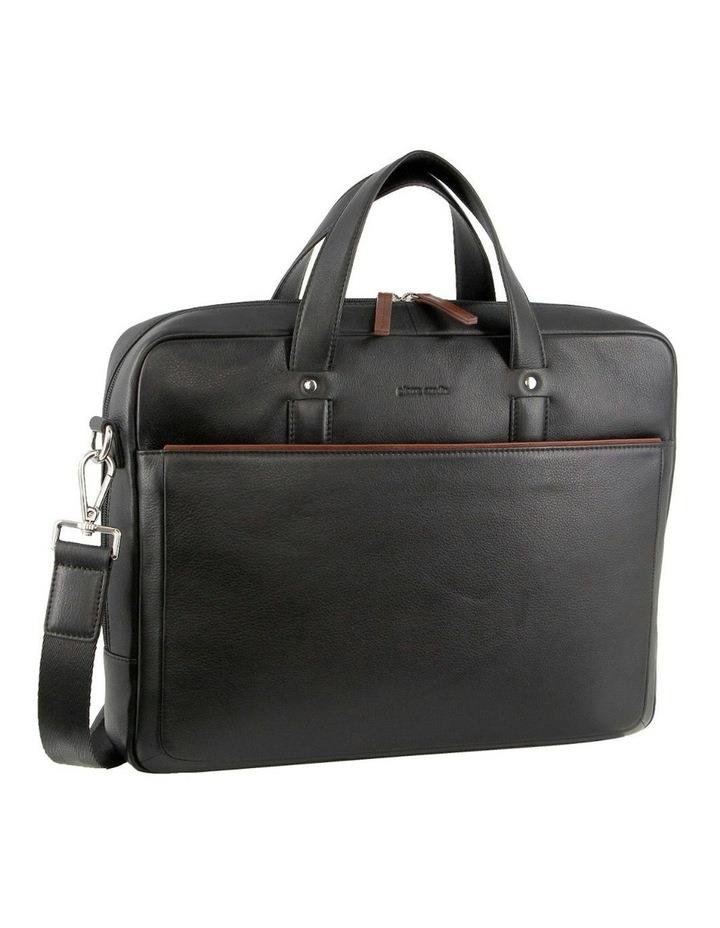 PIERRE CARDIN Leather Multi-Compartment Business Bag in Black