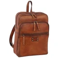 PIERRE CARDIN Vintage Leather Laptop Backpack in Cognac Brown