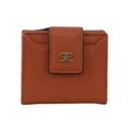 PIERRE CARDIN Leather Flip Over Bi-fold Wallet in Brown