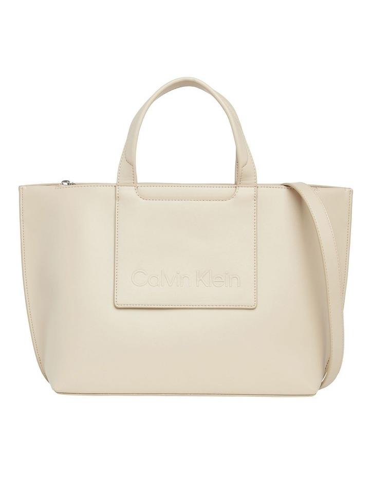 Calvin Klein Faux Leather Tote Bag in White