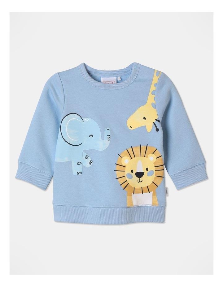 Sprout Essential Jungle Animal Sweat Top in Blue 000