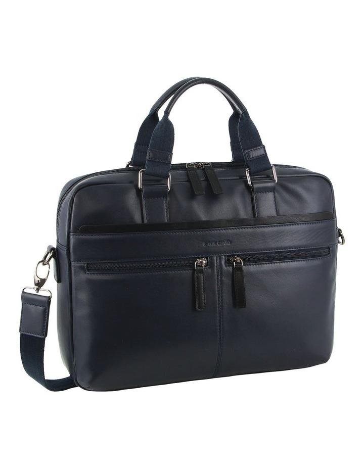 PIERRE CARDIN Leather Business Laptop Bag in Navy