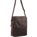PIERRE CARDIN Leather Cross-Body Bag in Chestnut Brown