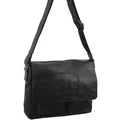 PIERRE CARDIN Rustic Leather Computer/Messenger Bag in Black
