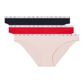 Tommy Hilfiger Cotton Bikini 3 Pack in Navy/Red/Pink S