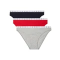 Tommy Hilfiger Cotton Bikini 3 Pack in Navy/Red/Grey Navy Multi L