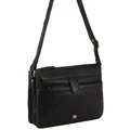 PIERRE CARDIN Leather Layered Style Crossbody Bag in Black
