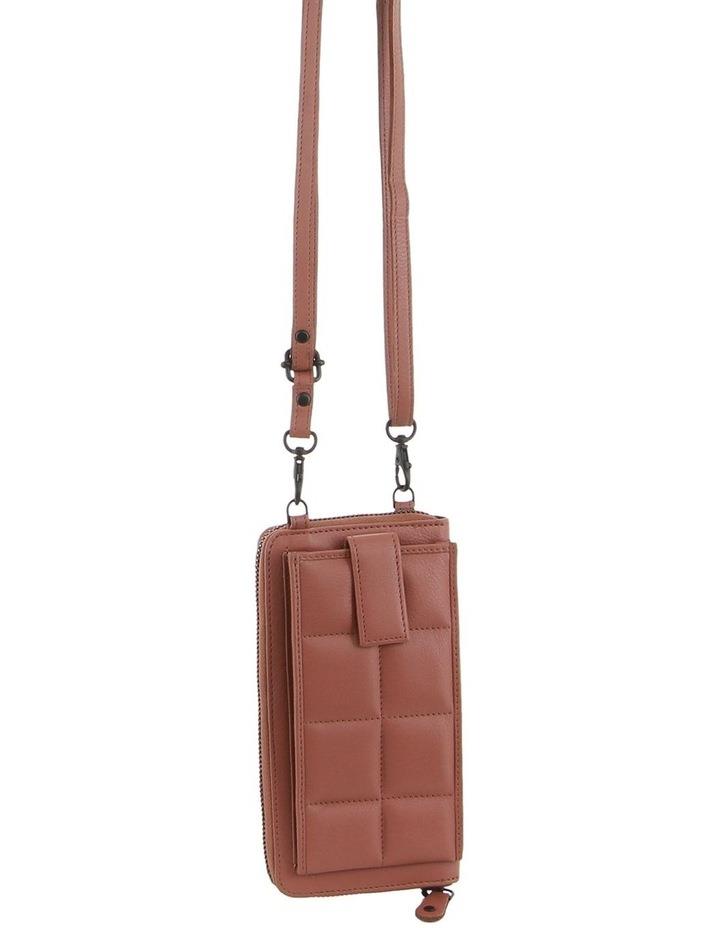 PIERRE CARDIN Quilted Leather Phone Bag in Brown Rose