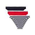 Tommy Hilfiger Cotton Bikini 3 Pack in Navy/Red/Stripe Assorted XS