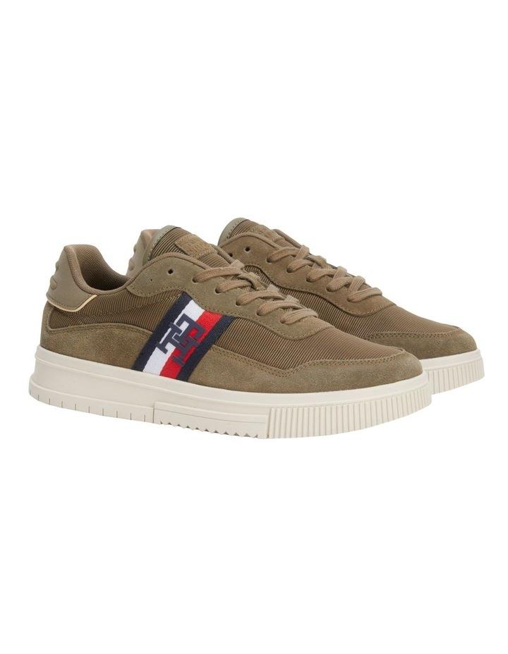 Tommy Hilfiger Suede Cupsole Lace-Up Trainers in Green Khaki 41