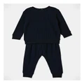 Sprout Waffle Pyjama Set in Navy 1