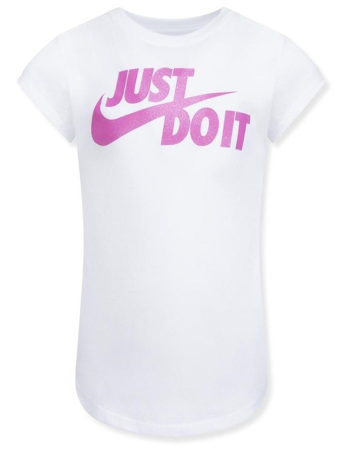 Nike Just Do It Swoosh Split T-shirt in White 4