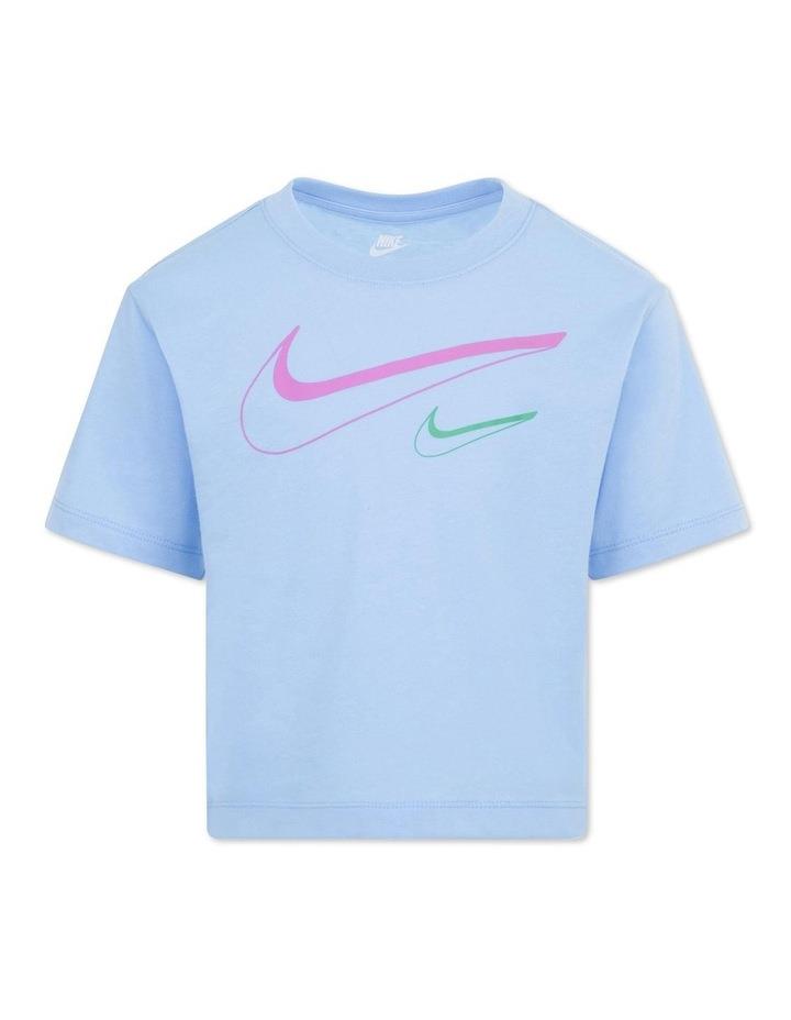 Nike Swoosh Logo Boxy Tee in Blue 4