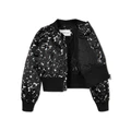 Calvin Klein Jeans Crystal All-Over Print Satin Bomber Jacket in Chrystal Aop Black 8