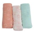Bubba Blue Nordic Muslin Wrap 3 Pack in Coral/Tiffany Assorted One Size