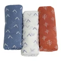 Bubba Blue Nordic Muslin Wrap 3 Pack in Denim/Clay Assorted One Size