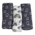 Bubba Blue Nordic Muslin Wrap 3 Pack in Charcoal/White Charcoal One Size
