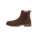 Tommy Hilfiger Signature Tape Suede Chelsea Ankle Boots in Brown 40