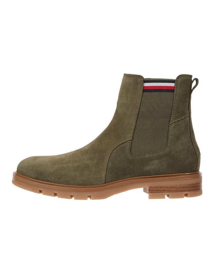 Tommy Hilfiger Signature Tape Suede Chelsea Ankle Boots in Army Green Khaki 40