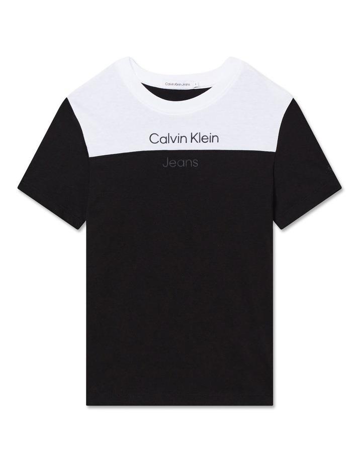 Calvin Klein Jeans Jersey Color Block Short Sleeve T-shirt in Black 10