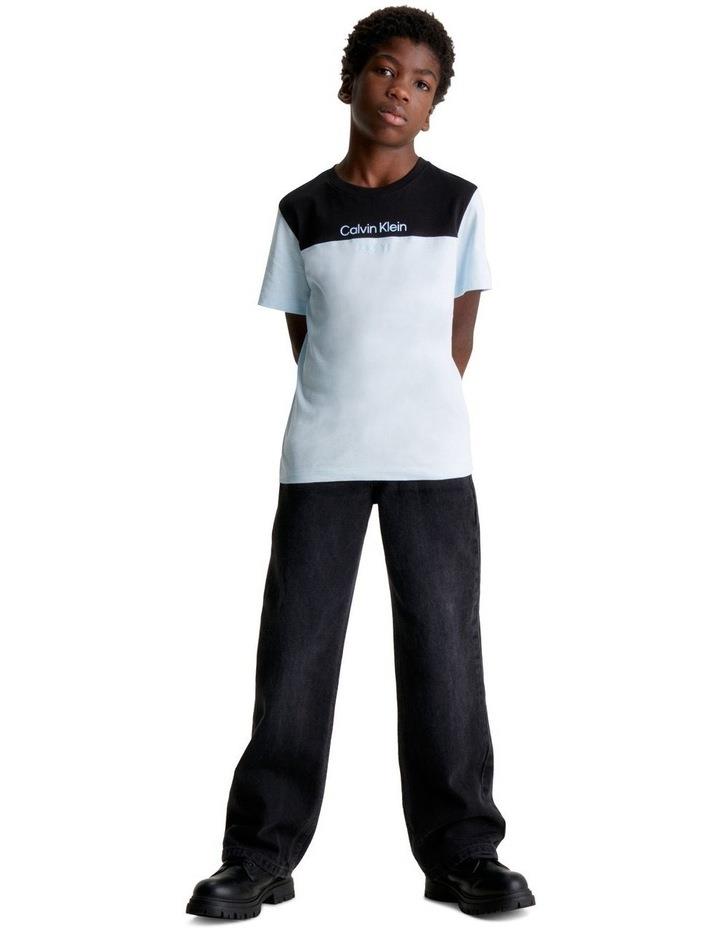 Calvin Klein Jeans Jersey Color Block Short Sleeve T-shirt in Keepsake Blue 8